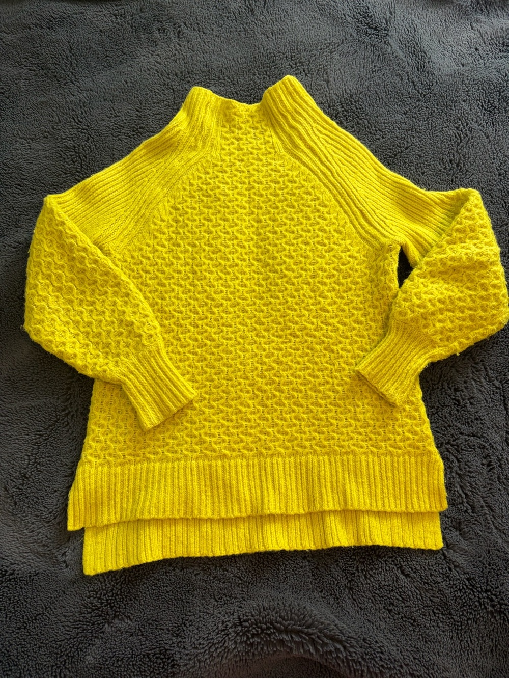Anthropologie Bright Yellow Textured Mock Neck Sweater